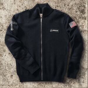 Red Canoe Boeing Flight Sweater Cardigan Navy 2XL Zip Up Cotton EUC